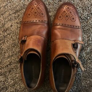 Magnanni Men's Tan Leather Monk Strap Oxfords
